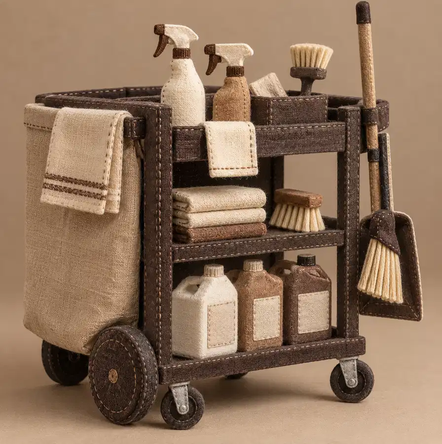 Illustration of cleaning businesses equipment and workspace